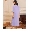 Ekouaer Women’s Zipper Robe 3/4 Sleeves Housecoat Full Length Nightgown Soft Loungewear Robe with Pockets S-3XL(Lavender)