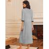 Ekouaer Women’s Zipper Robe 3/4 Sleeves Housecoat Full Length Nightgown Soft Loungewear Robe with Pockets S-3XL(Light Gray)