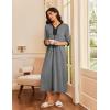 Ekouaer Women’s Zipper Robe 3/4 Sleeves Housecoat Full Length Nightgown Soft Loungewear Robe with Pockets S-3XL(Mid Gray)