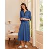 Ekouaer Women’s Zipper Robe 3/4 Sleeves Housecoat Full Length Nightgown Soft Loungewear Robe with Pockets S-3XL(Navy)