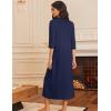 Ekouaer Women’s Zipper Robe 3/4 Sleeves Housecoat Full Length Nightgown Soft Loungewear Robe with Pockets S-3XL(Navy Blue)