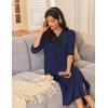 Ekouaer Women’s Zipper Robe 3/4 Sleeves Housecoat Full Length Nightgown Soft Loungewear Robe with Pockets S-3XL(Navy Blue)