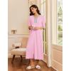 Ekouaer Women’s Zipper Robe 3/4 Sleeves Housecoat Full Length Nightgown Soft Loungewear Robe with Pockets S-3XL(Pink)