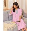 Ekouaer Women’s Zipper Robe 3/4 Sleeves Housecoat Full Length Nightgown Soft Loungewear Robe with Pockets S-3XL(Pink)