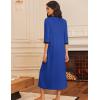 Ekouaer Women’s Zipper Robe 3/4 Sleeves Housecoat Full Length Nightgown Soft Loungewear Robe with Pockets S-3XL(Royal Blue)