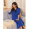 Ekouaer Women’s Zipper Robe 3/4 Sleeves Housecoat Full Length Nightgown Soft Loungewear Robe with Pockets S-3XL(Royal Blue)