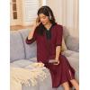 Ekouaer Women’s Zipper Robe 3/4 Sleeves Housecoat Full Length Nightgown Soft Loungewear Robe with Pockets S-3XL(Wine Red)
