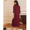 Ekouaer Women’s Zipper Robe 3/4 Sleeves Housecoat Full Length Nightgown Soft Loungewear Robe with Pockets S-3XL(Wine Red)