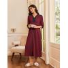 Ekouaer Women’s Zipper Robe 3/4 Sleeves Housecoat Full Length Nightgown Soft Loungewear Robe with Pockets S-3XL(Wine Red)