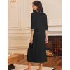 Ekouaer Women’s Zipper Robe 3/4 Sleeves Housecoat Full Length Nightgown Soft Loungewear Robe with Pockets(Black, Large)