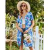 Ekouaer Womens’ Zipper Robe Short Sleeve Bathrobes Summer Sleepwear Soft Housecoat with Pockets Zip Up House Robes S-3XL(Aqua Multi)