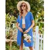Ekouaer Womens’ Zipper Robe Short Sleeve Bathrobes Summer Sleepwear Soft Housecoat with Pockets Zip Up House Robes S-3XL(Blue)