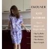 Ekouaer Womens’ Zipper Robe Short Sleeve Bathrobes Summer Sleepwear Soft Housecoat with Pockets Zip Up House Robes S-3XL(Floral Purple)