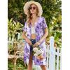 Ekouaer Womens’ Zipper Robe Short Sleeve Bathrobes Summer Sleepwear Soft Housecoat with Pockets Zip Up House Robes S-3XL(Floral Purple)
