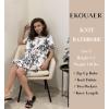 Ekouaer Womens’ Zipper Robe Short Sleeve Bathrobes Summer Sleepwear Soft Housecoat with Pockets Zip Up House Robes S-3XL(Floral White)