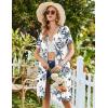 Ekouaer Womens’ Zipper Robe Short Sleeve Bathrobes Summer Sleepwear Soft Housecoat with Pockets Zip Up House Robes S-3XL(Floral White)