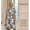 Ekouaer Womens’ Zipper Robe Short Sleeve Bathrobes Summer Sleepwear Soft Housecoat with Pockets Zip Up House Robes S-3XL(Floral White)