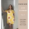 Ekouaer Womens’ Zipper Robe Short Sleeve Bathrobes Summer Sleepwear Soft Housecoat with Pockets Zip Up House Robes S-3XL(Floral Yellow)
