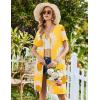 Ekouaer Womens’ Zipper Robe Short Sleeve Bathrobes Summer Sleepwear Soft Housecoat with Pockets Zip Up House Robes S-3XL(Floral Yellow)