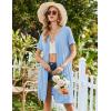 Ekouaer Womens’ Zipper Robe Short Sleeve Bathrobes Summer Sleepwear Soft Housecoat with Pockets Zip Up House Robes S-3XL(Light Blue)