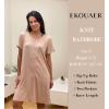 Ekouaer Womens’ Zipper Robe Short Sleeve Bathrobes Summer Sleepwear Soft Housecoat with Pockets Zip Up House Robes S-3XL(Misty Rose)
