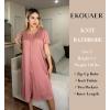 Ekouaer Womens’ Zipper Robe Short Sleeve Bathrobes Summer Sleepwear Soft Housecoat with Pockets Zip Up House Robes S-3XL(Purplish Red)