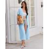 Ekouaer Zip Up Robe for Women Long Housecoat Waffle Knit Bathrobes Cozy Full Length Nightgown with Pockets S-4XL(Sky Blue)