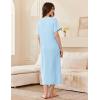Ekouaer Zip Up Robe for Women Long Housecoat Waffle Knit Bathrobes Cozy Full Length Nightgown with Pockets S-4XL(Sky Blue)