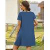 Ekouaer Zip Up Robes for Women Short Sleeves Zipper House Coat Short Bathrobes Lightweight Nightgown with Pockets S-3XL(Dark Blue)