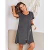 Ekouaer Zip Up Robes for Women Short Sleeves Zipper House Coat Short Bathrobes Lightweight Nightgown with Pockets S-3XL(Dark Gray)