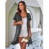 Ekouaer Zip Up Robes for Women Short Sleeves Zipper House Coat Short Bathrobes Lightweight Nightgown with Pockets S-3XL(Dark Gray)