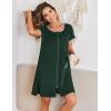 Ekouaer Zip Up Robes for Women Short Sleeves Zipper House Coat Short Bathrobes Lightweight Nightgown with Pockets S-3XL(Dark Green)