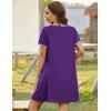 Ekouaer Zip Up Robes for Women Short Sleeves Zipper House Coat Short Bathrobes Lightweight Nightgown with Pockets S-3XL(Dark Purple)