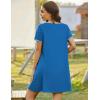 Ekouaer Zip Up Robes for Women Short Sleeves Zipper House Coat Short Bathrobes Lightweight Nightgown with Pockets S-3XL(Deep Sky Blue)