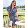 Ekouaer Zip Up Robes for Women Short Sleeves Zipper House Coat Short Bathrobes Lightweight Nightgown with Pockets S-3XL(Floral Dark Blue)