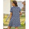 Ekouaer Zip Up Robes for Women Short Sleeves Zipper House Coat Short Bathrobes Lightweight Nightgown with Pockets S-3XL(Floral Dark Blue)