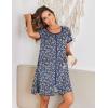 Ekouaer Zip Up Robes for Women Short Sleeves Zipper House Coat Short Bathrobes Lightweight Nightgown with Pockets S-3XL(Floral Dark Blue)