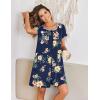 Ekouaer Zip Up Robes for Women Short Sleeves Zipper House Coat Short Bathrobes Lightweight Nightgown with Pockets S-3XL(Floral Navy)