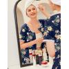 Ekouaer Zip Up Robes for Women Short Sleeves Zipper House Coat Short Bathrobes Lightweight Nightgown with Pockets S-3XL(Floral Navy)