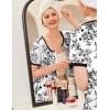 Ekouaer Zip Up Robes for Women Short Sleeves Zipper House Coat Short Bathrobes Lightweight Nightgown with Pockets S-3XL(Floral White)