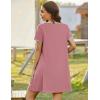 Ekouaer Zip Up Robes for Women Short Sleeves Zipper House Coat Short Bathrobes Lightweight Nightgown with Pockets S-3XL(Gray Purple)