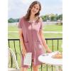 Ekouaer Zip Up Robes for Women Short Sleeves Zipper House Coat Short Bathrobes Lightweight Nightgown with Pockets S-3XL(Gray Purple)