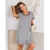 Ekouaer Zip Up Robes for Women Short Sleeves Zipper House Coat Short Bathrobes Lightweight Nightgown with Pockets S-3XL(Light Gray)