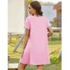 Ekouaer Zip Up Robes for Women Short Sleeves Zipper House Coat Short Bathrobes Lightweight Nightgown with Pockets S-3XL(Pink)