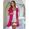 Ekouaer Zip Up Robes for Women Short Sleeves Zipper House Coat Short Bathrobes Lightweight Nightgown with Pockets S-3XL(Rose Red)