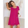 Ekouaer Zip Up Robes for Women Short Sleeves Zipper House Coat Short Bathrobes Lightweight Nightgown with Pockets S-3XL(Rose Red)