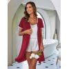Ekouaer Zip Up Robes for Women Short Sleeves Zipper House Coat Short Bathrobes Lightweight Nightgown with Pockets S-3XL(Wine Red)