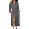 Ekouaer Kimono Robes for Women Long Lightweight Knit Bathrobe Shawl Soft Sleepwear Casual Ladies Loungewear S-XXL(Dark Gray)