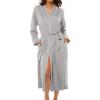 Ekouaer Kimono Robes for Women Long Lightweight Knit Bathrobe Shawl Soft Sleepwear Casual Ladies Loungewear S-XXL(Light Gray)