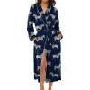 Ekouaer Kimono Robes for Women Long Lightweight Knit Bathrobe Shawl Soft Sleepwear Casual Ladies Loungewear S-XXL(Navy With Zebra Print)